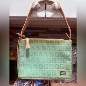 Fendi Mint Green and Beige Shoulder Bag